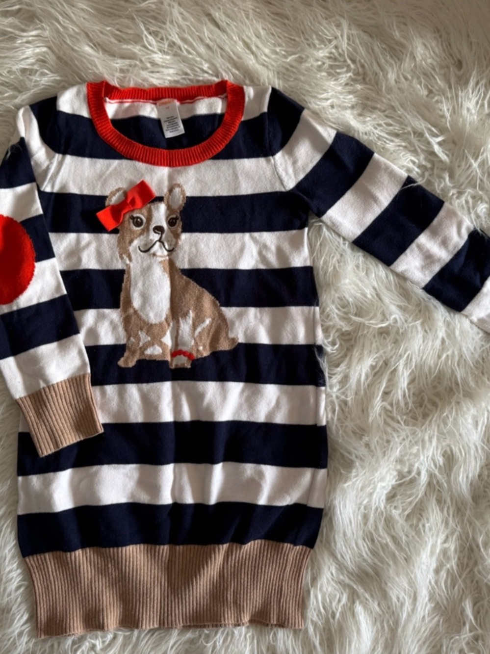 Gymboree Navy & White Striped Sweater Dress/Tunic with Red Trim